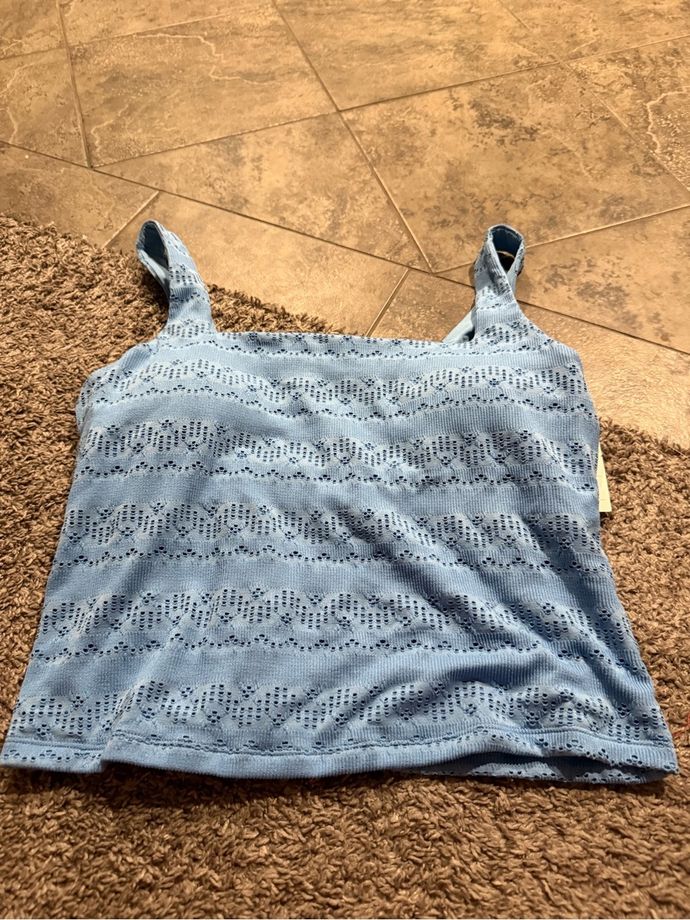 🍦 Blue all in motion support Knit Eyelet Tank Top
